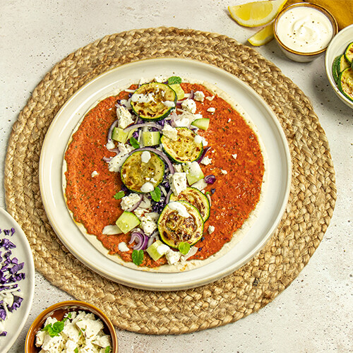 Lahmacun met courgette en feta